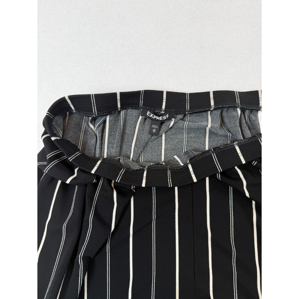 Express Black White Striped High-Low Ruffle Hem Elastic Waist Skirt Women's M - Picture 4 of 4